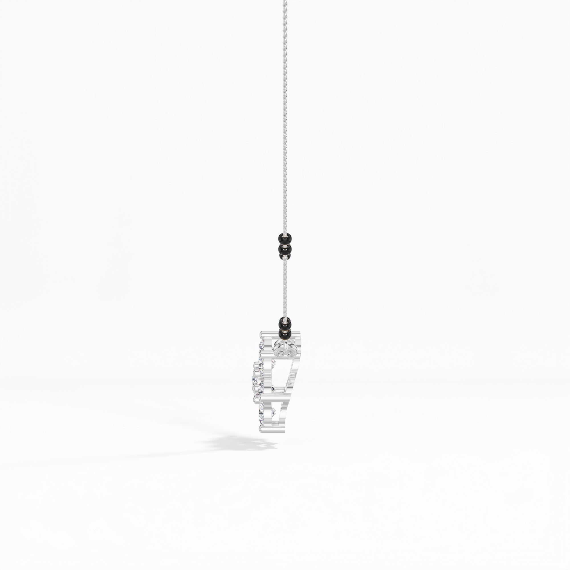 White Gold 1Ct Cluster Round Lab Grown Diamond Viora Mangalsutra