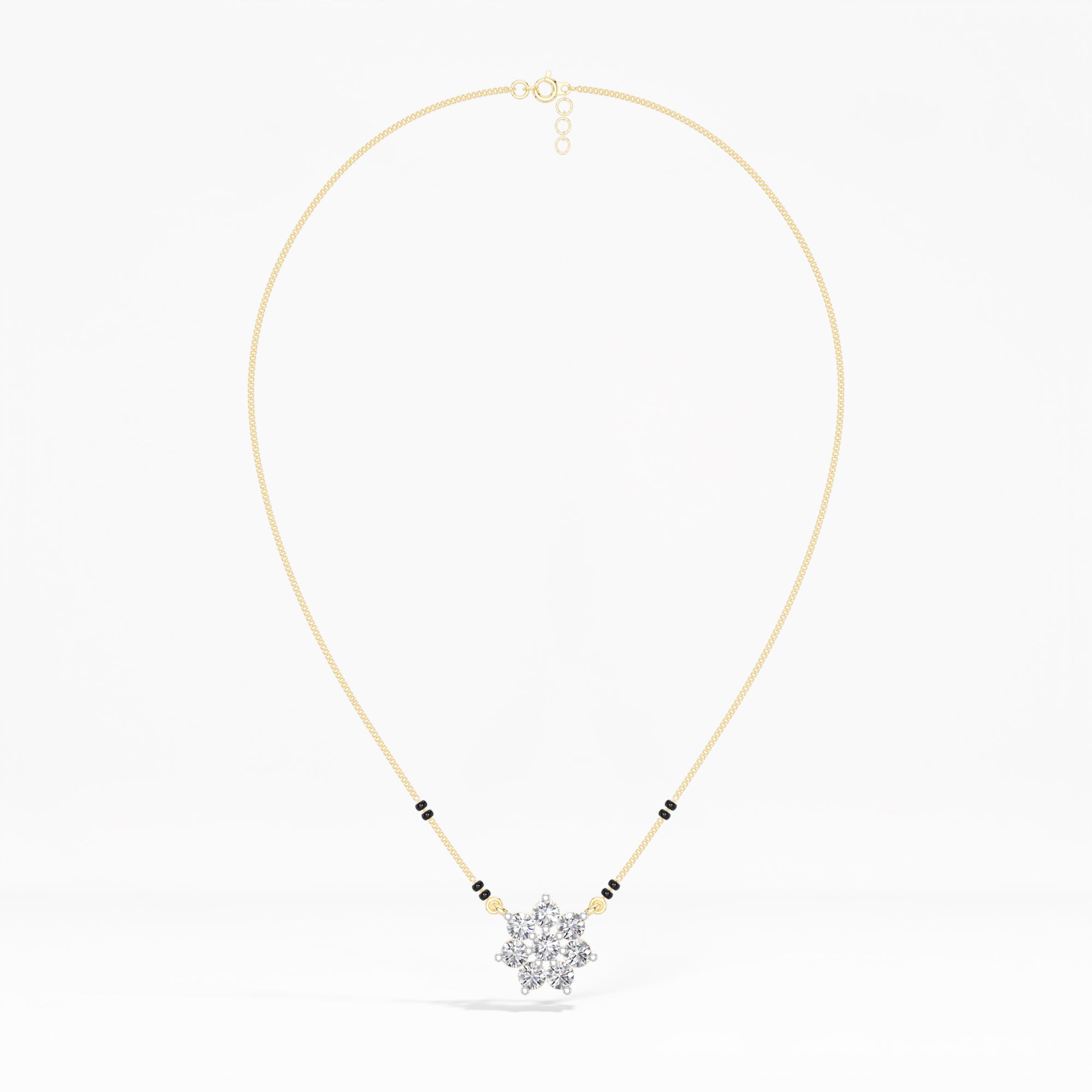 Yellow Gold 1Ct Cluster Round Lab Grown Diamond Viora Mangalsutra