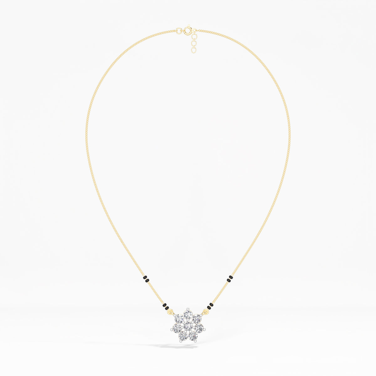 Yellow Gold 1Ct Cluster Round Lab Grown Diamond Viora Mangalsutra