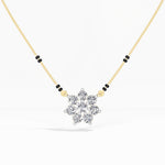 Yellow Gold 1Ct Cluster Round Lab Grown Diamond Viora Mangalsutra
