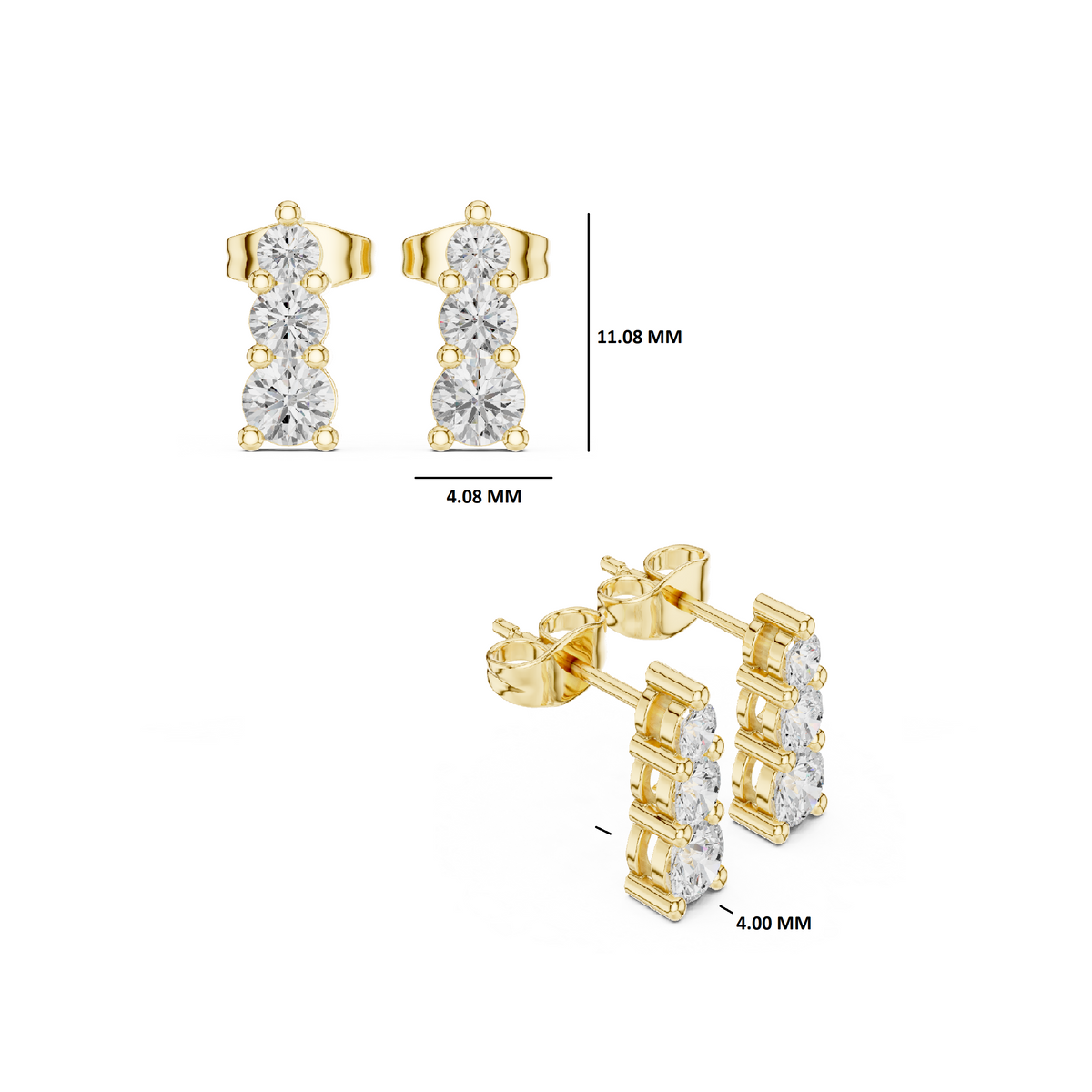Gold 1Ct Petal Cluster Design Round Lab Grown Diamond Beyra Earring