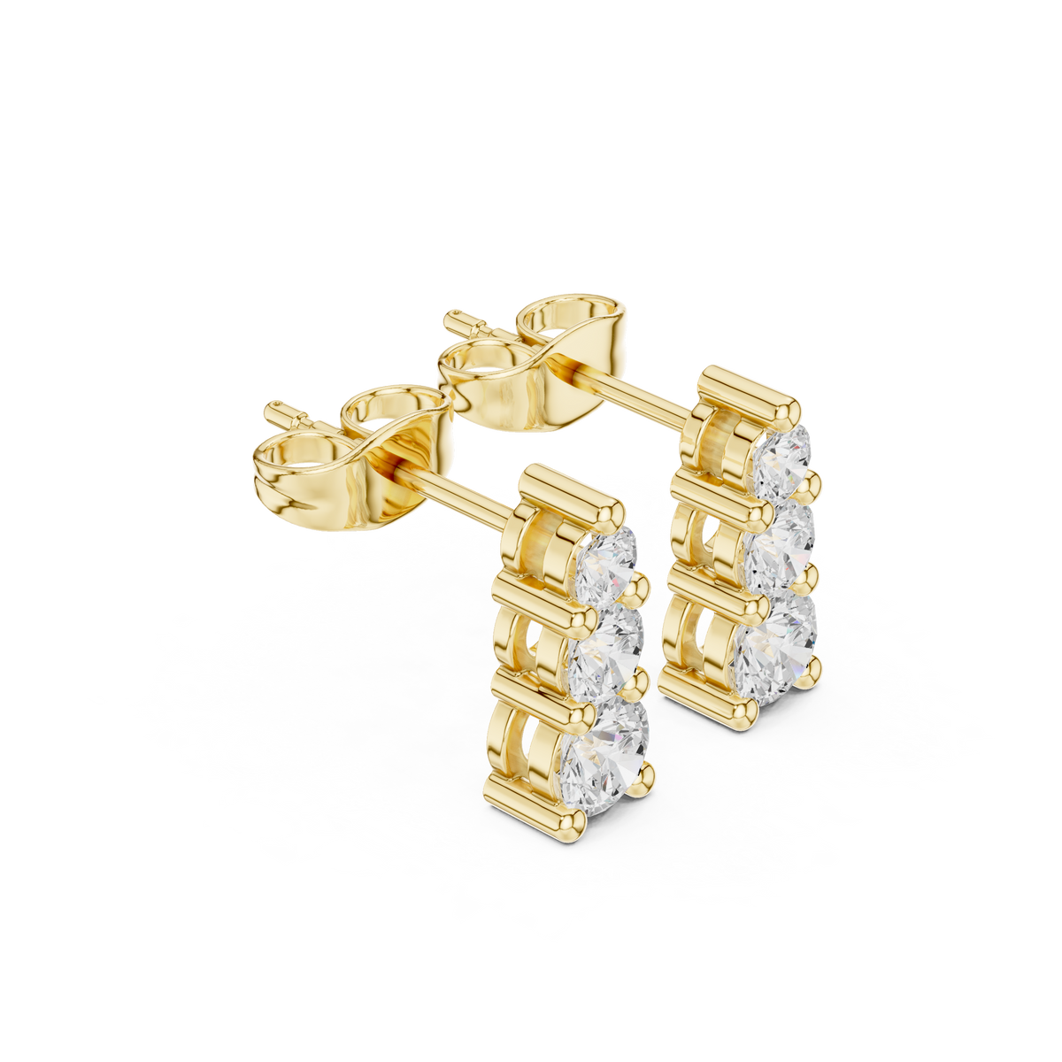 Gold 1Ct Petal Cluster Design Round Lab Grown Diamond Beyra Earring