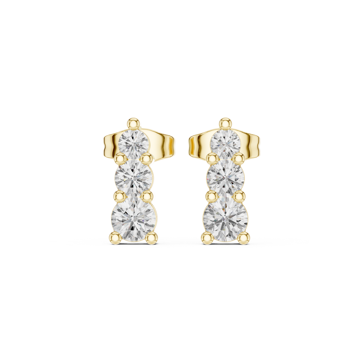Gold 1Ct Petal Cluster Design Round Lab Grown Diamond Beyra Earring