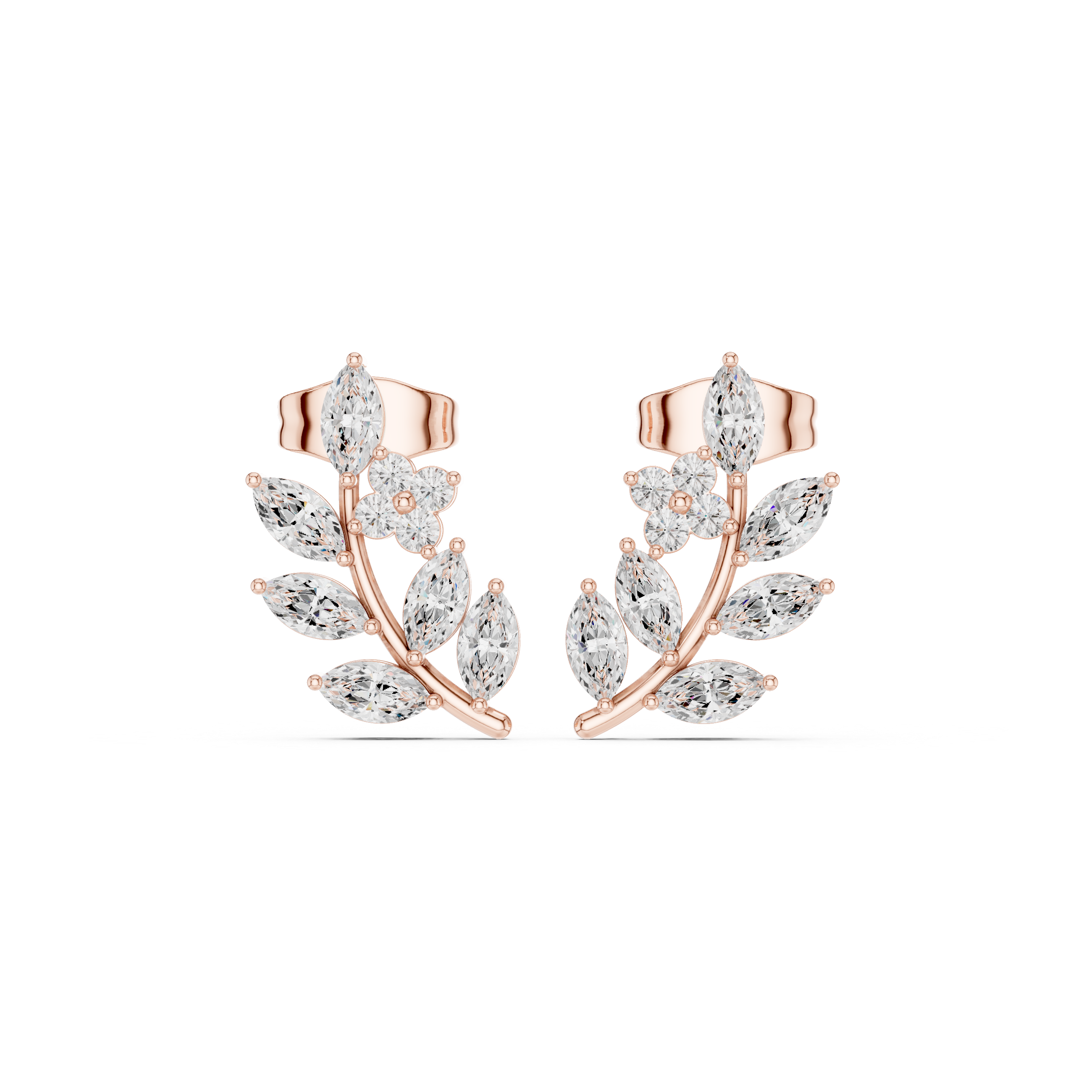 Gold Ear Climber Marquise Lab Grown Diamond Kynza Earring