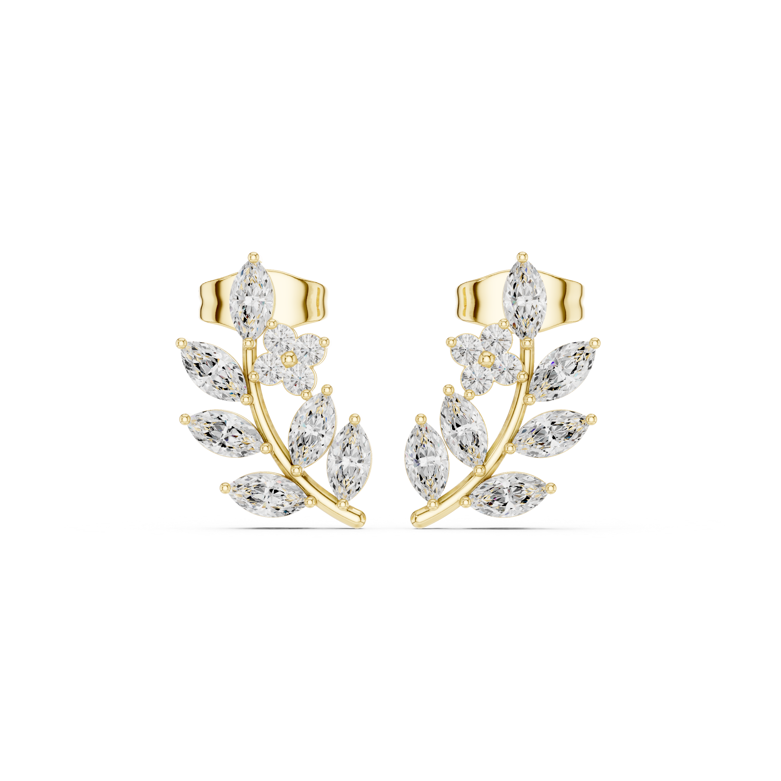 Gold Ear Climber Marquise Lab Grown Diamond Kynza Earring