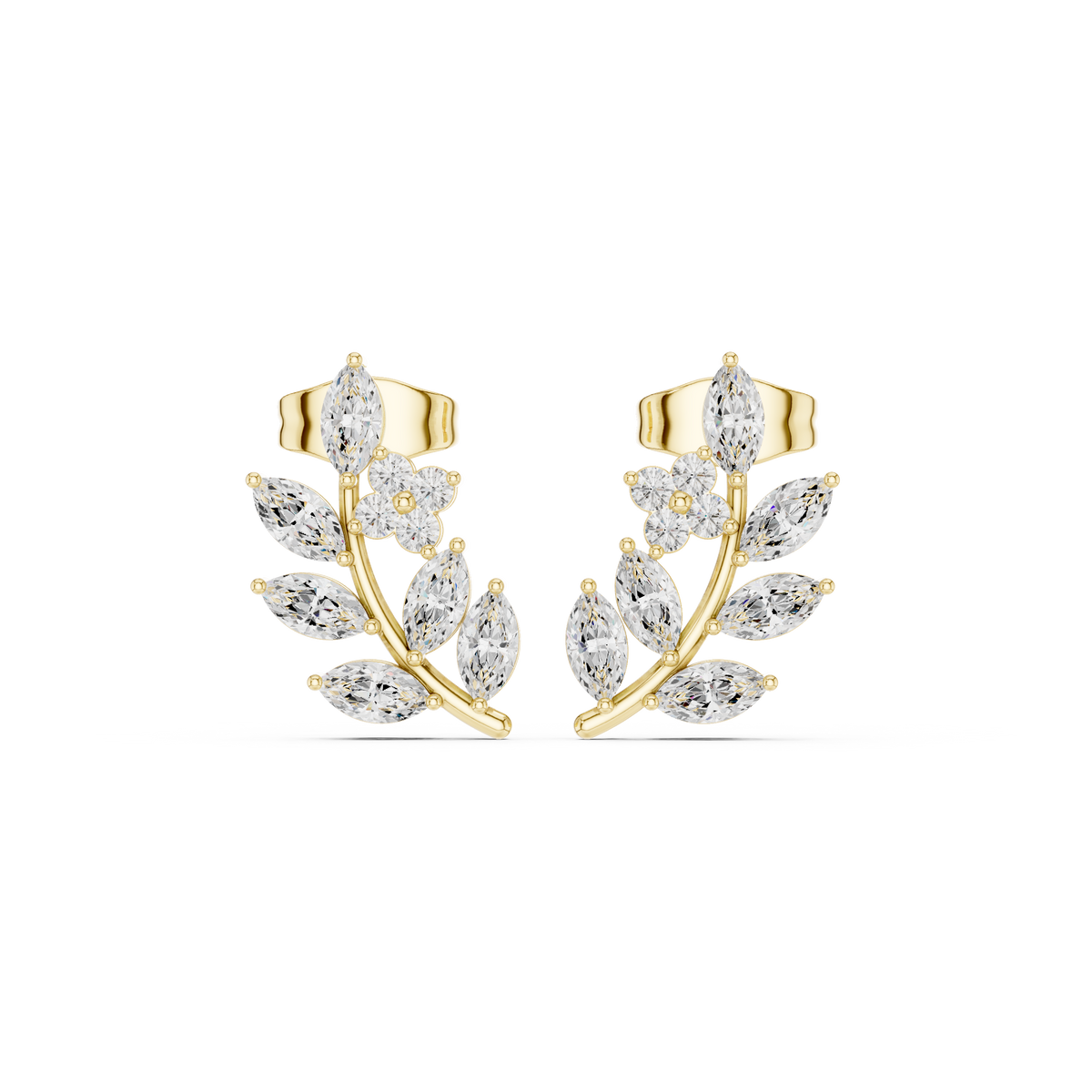 Gold Ear Climber Marquise Lab Grown Diamond Kynza Earring