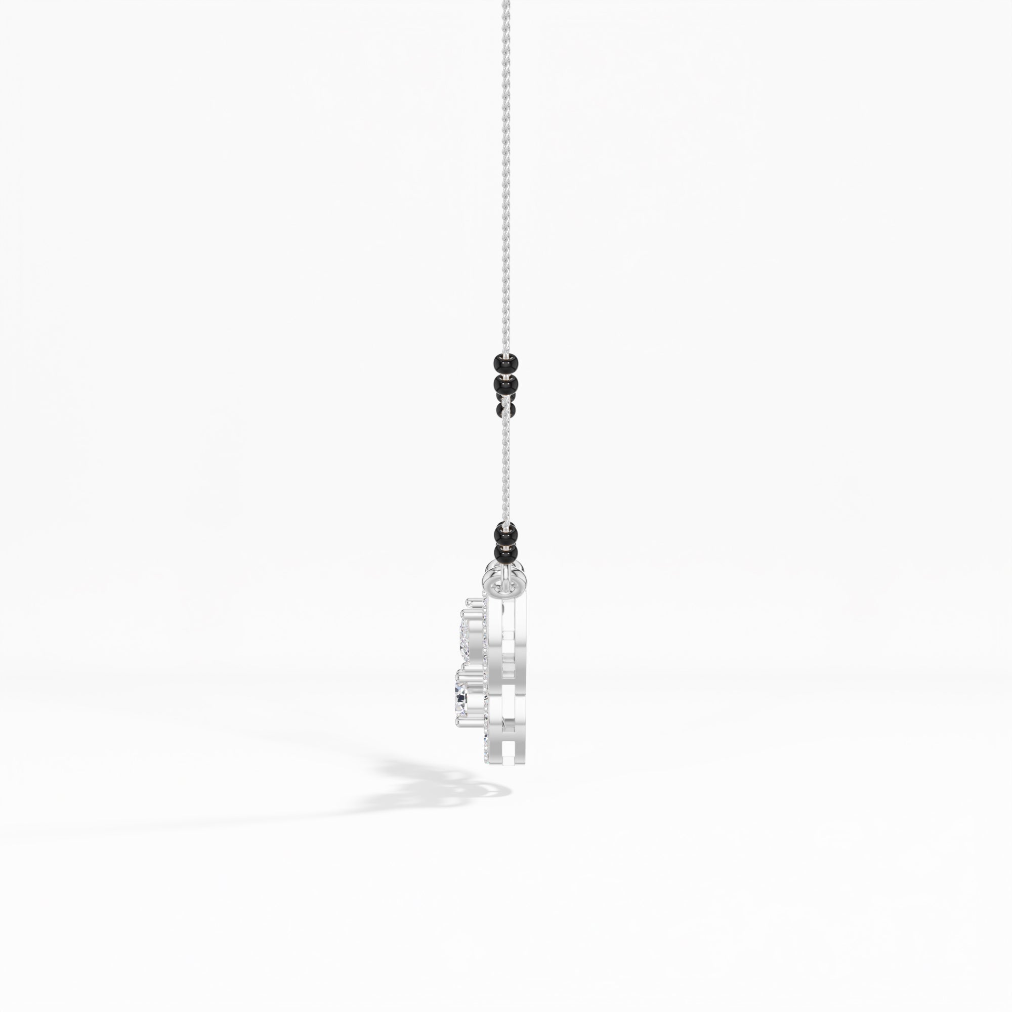 White Gold 1Ct Three Stone Halo Pear Lab Grown Diamond Lyvorae Mangalsutra