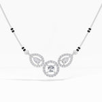 White Gold 1Ct Three Stone Halo Pear Lab Grown Diamond Lyvorae Mangalsutra