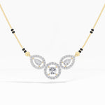 Yellow Gold 1Ct Three Stone Halo Pear Lab Grown Diamond Lyvorae Mangalsutra
