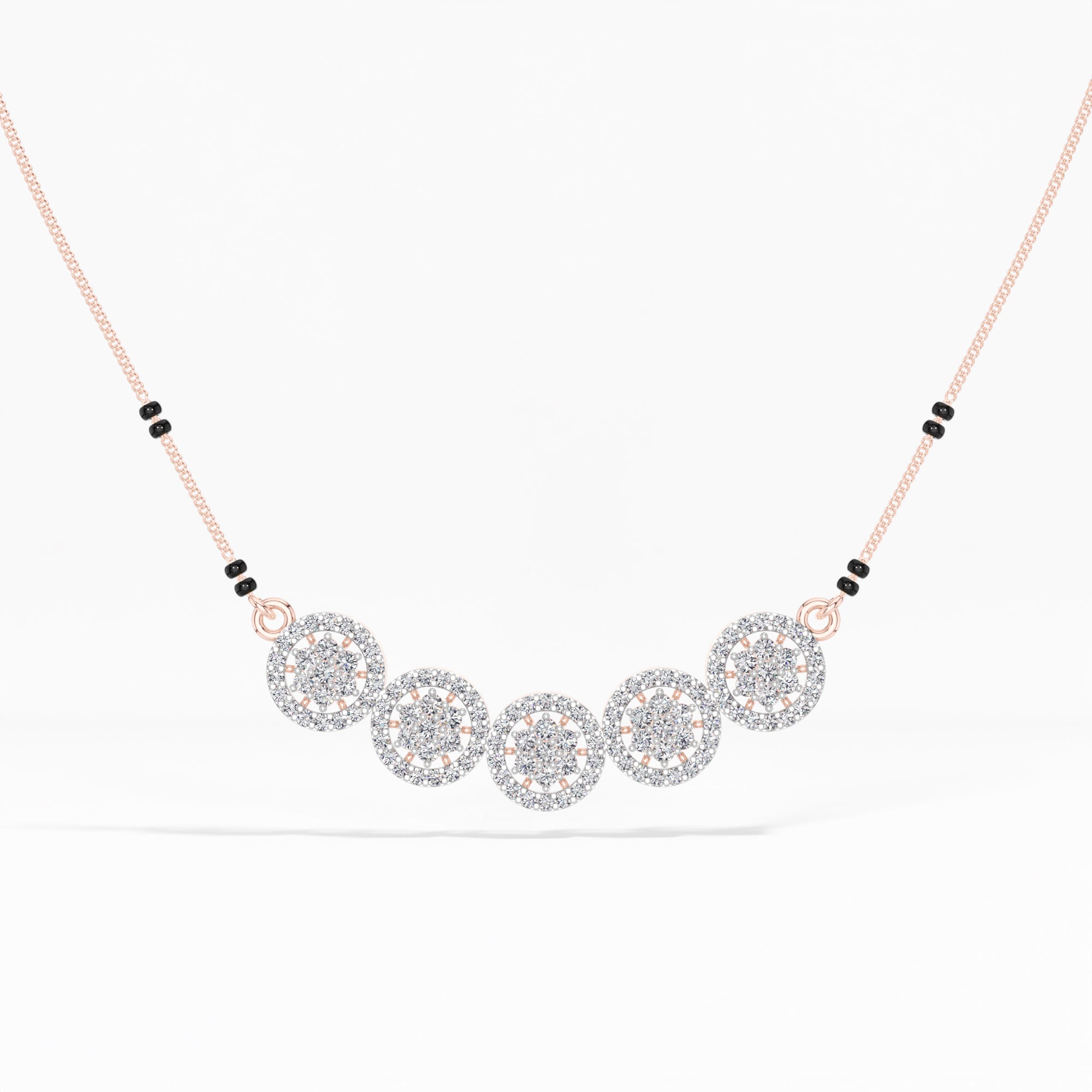 Rose Gold 1Ct Multi Floral Cluster Round Lab Grown Diamond Zivor Mangalsutra