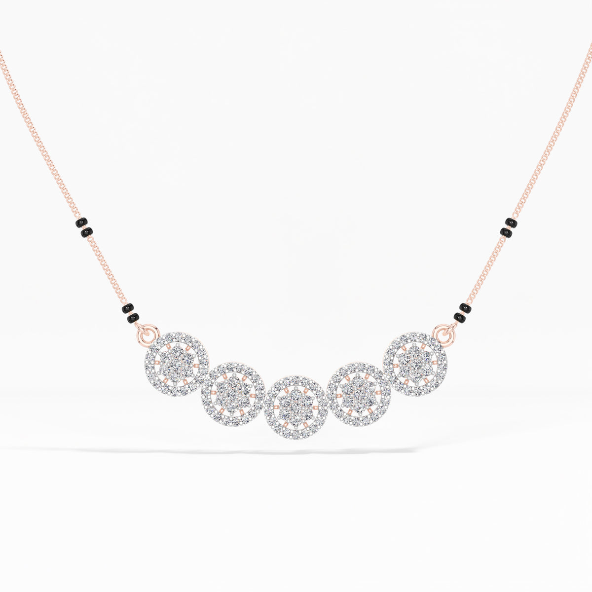 Rose Gold 1Ct Multi Floral Cluster Round Lab Grown Diamond Zivor Mangalsutra