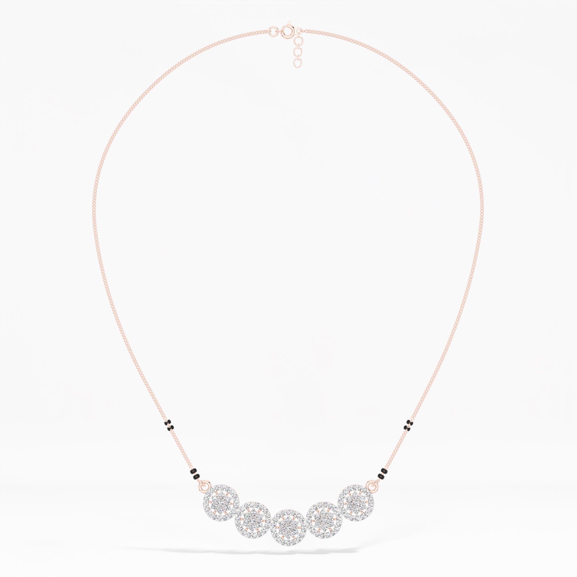 Rose Gold 1Ct Multi Floral Cluster Round Lab Grown Diamond Zivor Mangalsutra