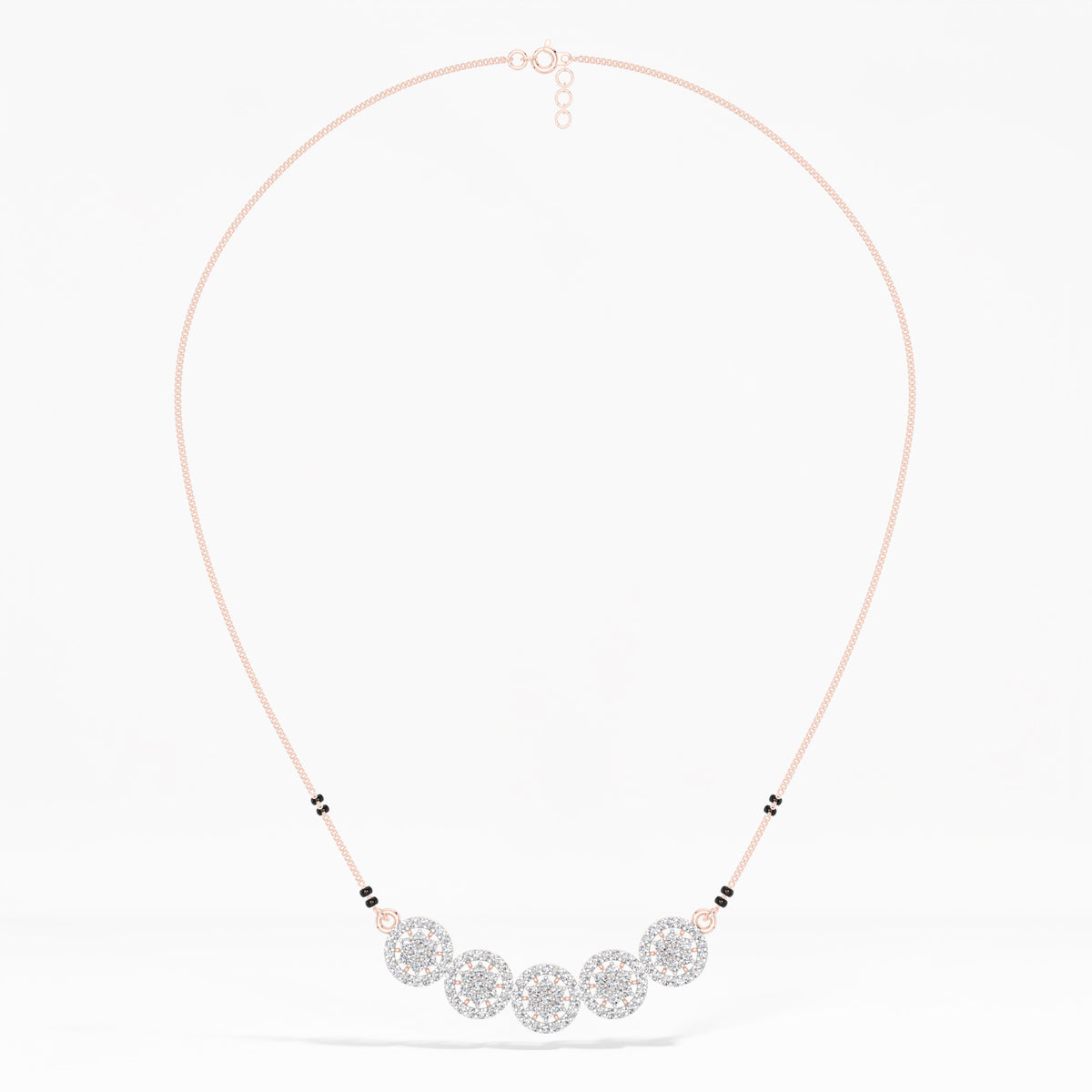 Rose Gold 1Ct Multi Floral Cluster Round Lab Grown Diamond Zivor Mangalsutra