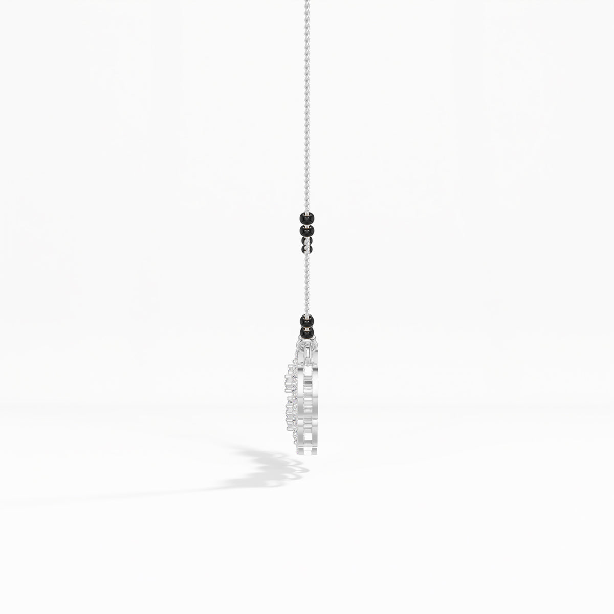 White Gold 1Ct Multi Floral Cluster Round Lab Grown Diamond Zivor Mangalsutra