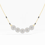Yellow Gold 1Ct Multi Floral Cluster Round Lab Grown Diamond Zivor Mangalsutra
