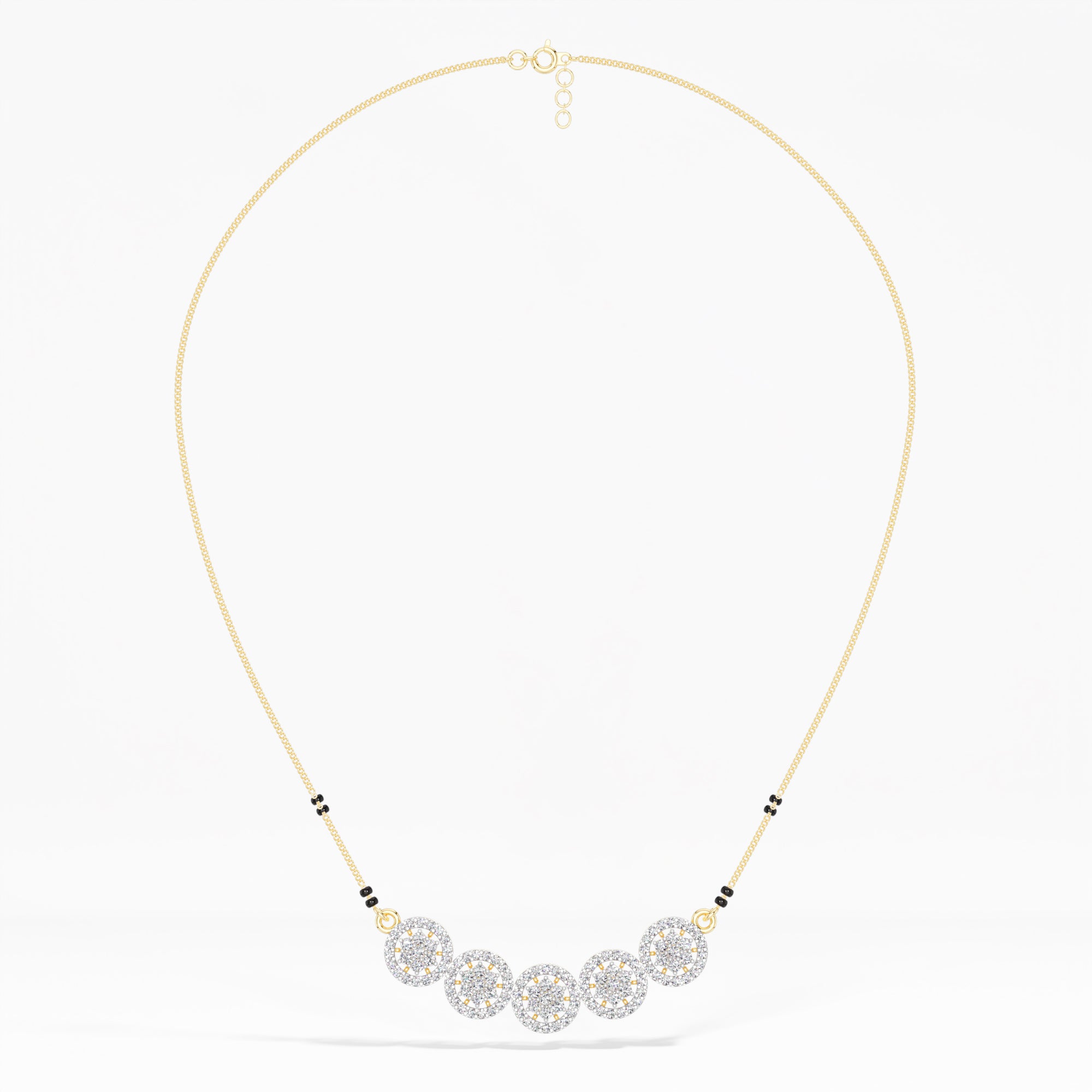 Yellow Gold 1Ct Multi Floral Cluster Round Lab Grown Diamond Zivor Mangalsutra