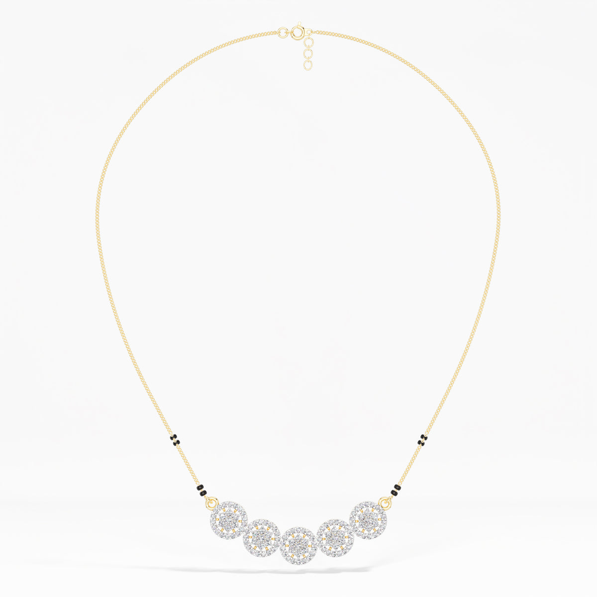 Yellow Gold 1Ct Multi Floral Cluster Round Lab Grown Diamond Zivor Mangalsutra