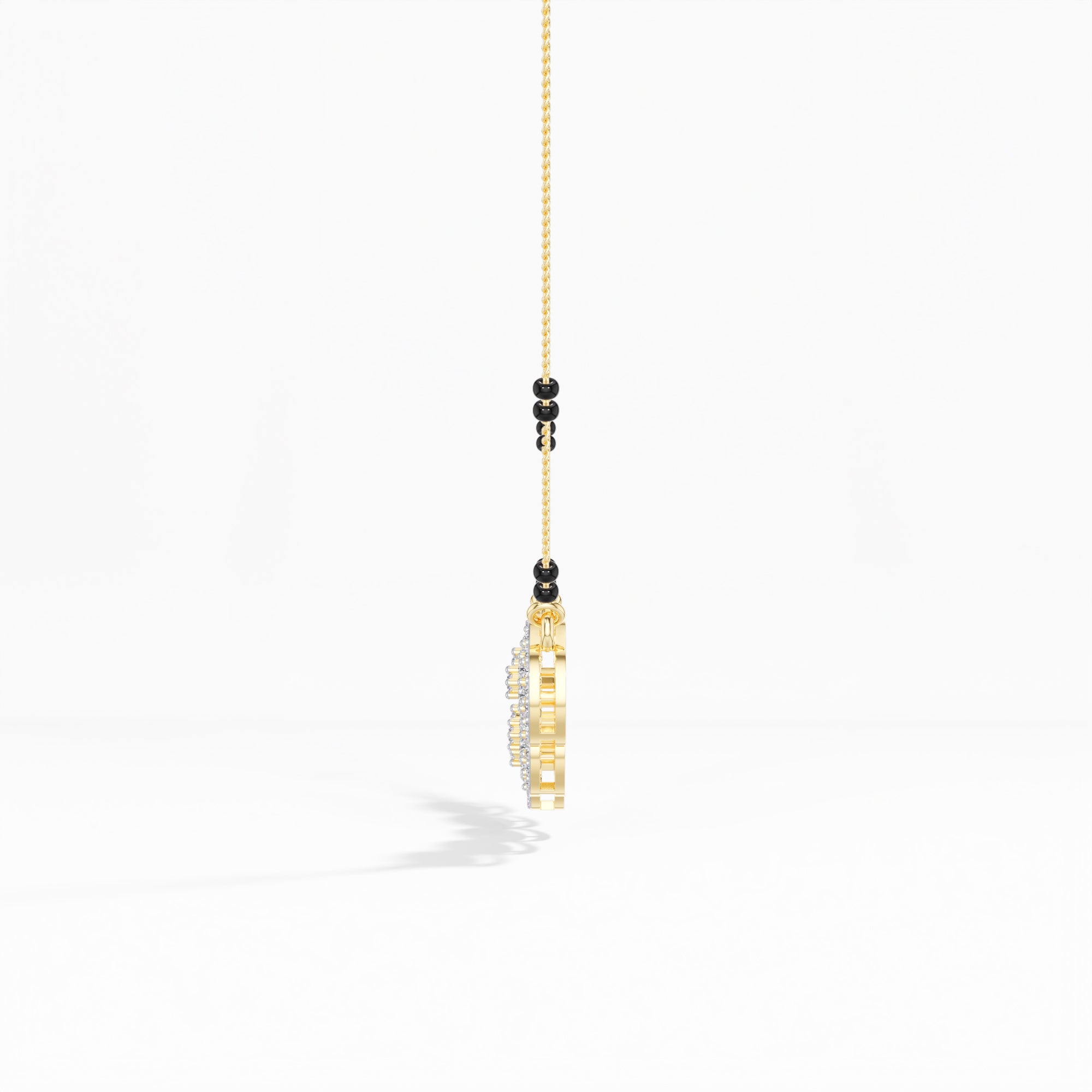 Yellow Gold 1Ct Multi Floral Cluster Round Lab Grown Diamond Zivor Mangalsutra