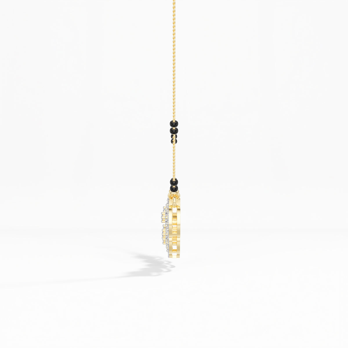 Yellow Gold 1Ct Multi Floral Cluster Round Lab Grown Diamond Zivor Mangalsutra