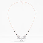 Rose Gold 2Ct Three Stone Halo Round Lab Grown Diamond Virexa Mangalsutra