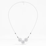 White Gold 2Ct Three Stone Halo Round Lab Grown Diamond Virexa Mangalsutra