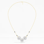 Yellow Gold 2Ct Three Stone Halo Round Lab Grown Diamond Virexa Mangalsutra