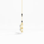 Yellow Gold 2Ct Three Stone Halo Round Lab Grown Diamond Virexa Mangalsutra