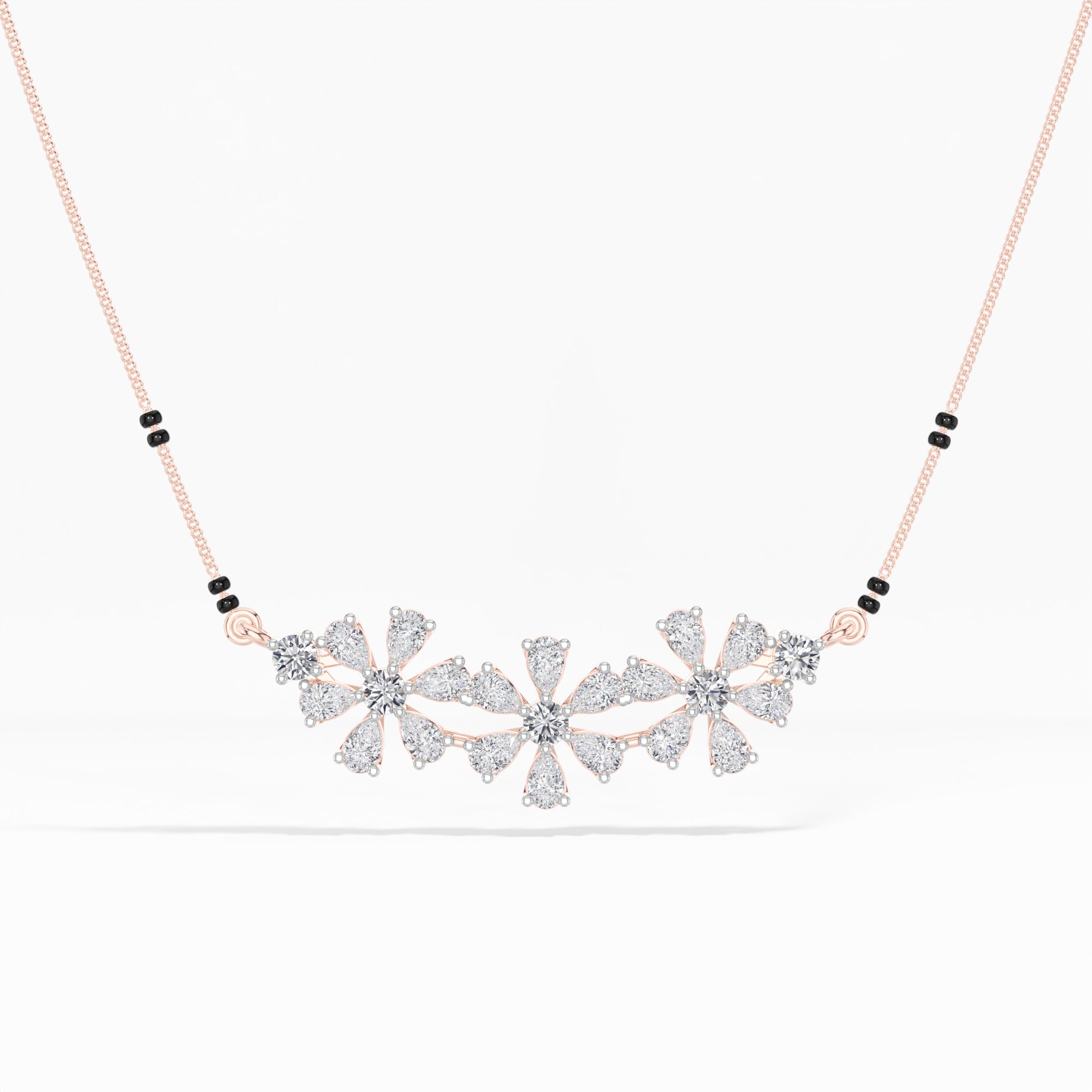 Rose Gold 2Ct Cluster Pear Lab Grown Diamond Xorlyn Mangalsutra