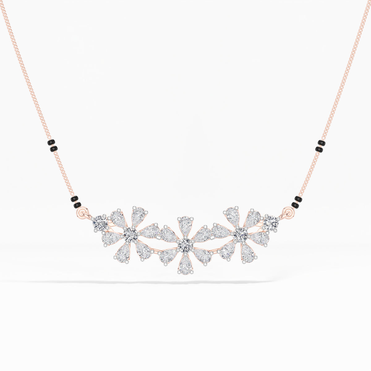 Rose Gold 2Ct Cluster Pear Lab Grown Diamond Xorlyn Mangalsutra