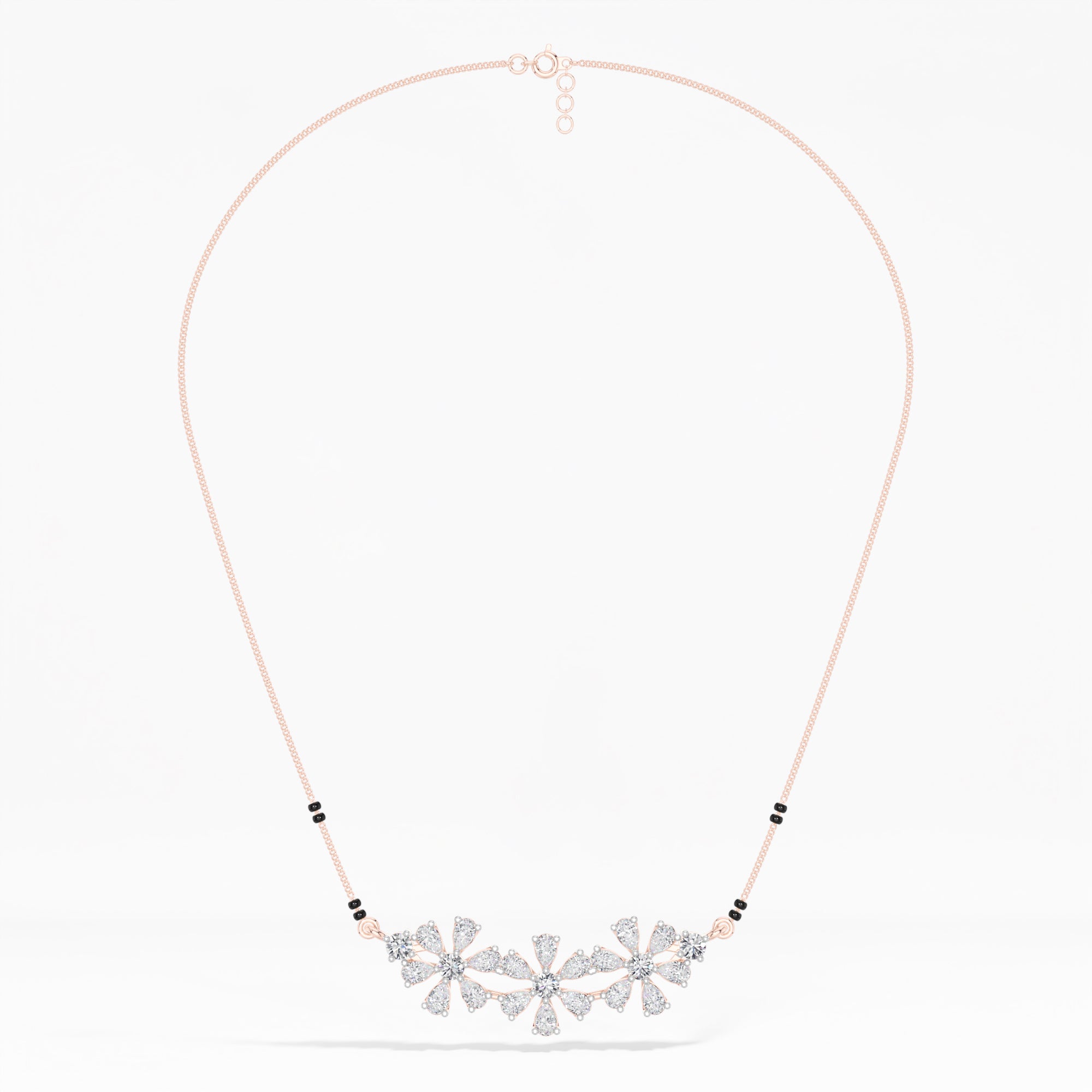 Rose Gold 2Ct Cluster Pear Lab Grown Diamond Xorlyn Mangalsutra