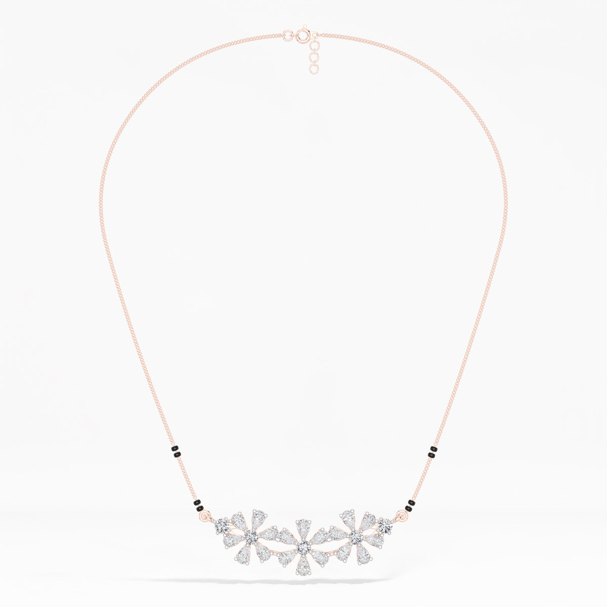 Rose Gold 2Ct Cluster Pear Lab Grown Diamond Xorlyn Mangalsutra