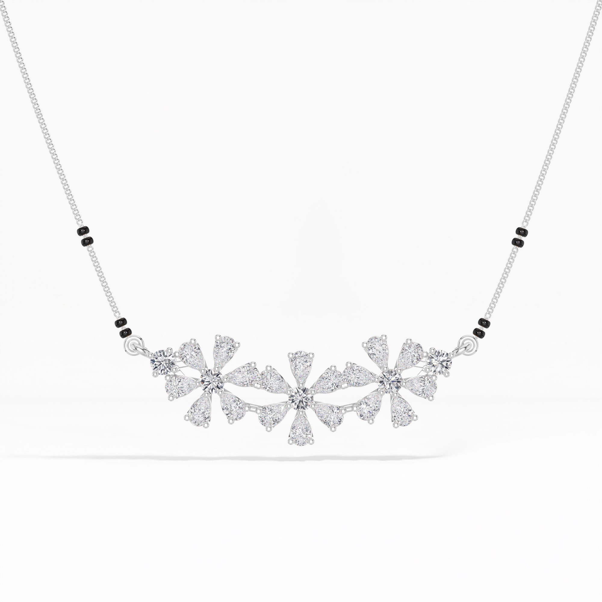 White Gold 2Ct Cluster Pear Lab Grown Diamond Xorlyn Mangalsutra