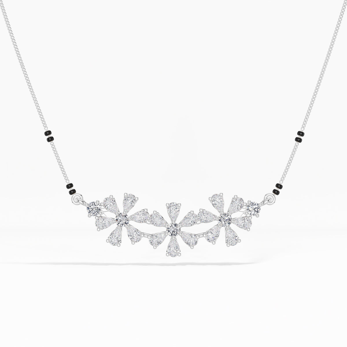 White Gold 2Ct Cluster Pear Lab Grown Diamond Xorlyn Mangalsutra