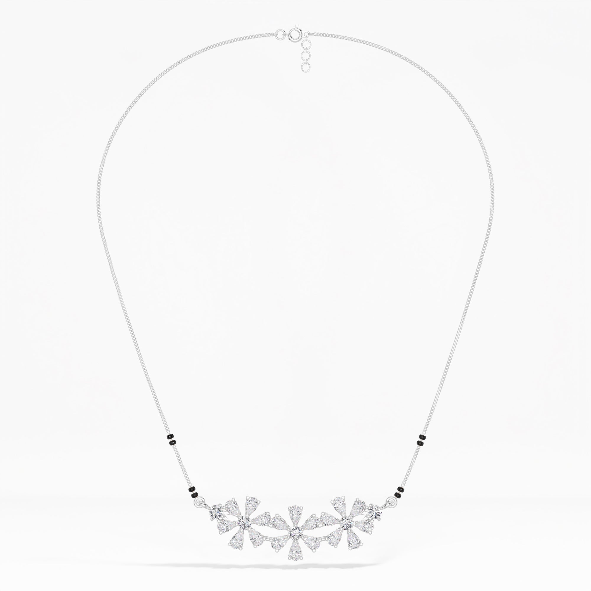 White Gold 2Ct Cluster Pear Lab Grown Diamond Xorlyn Mangalsutra
