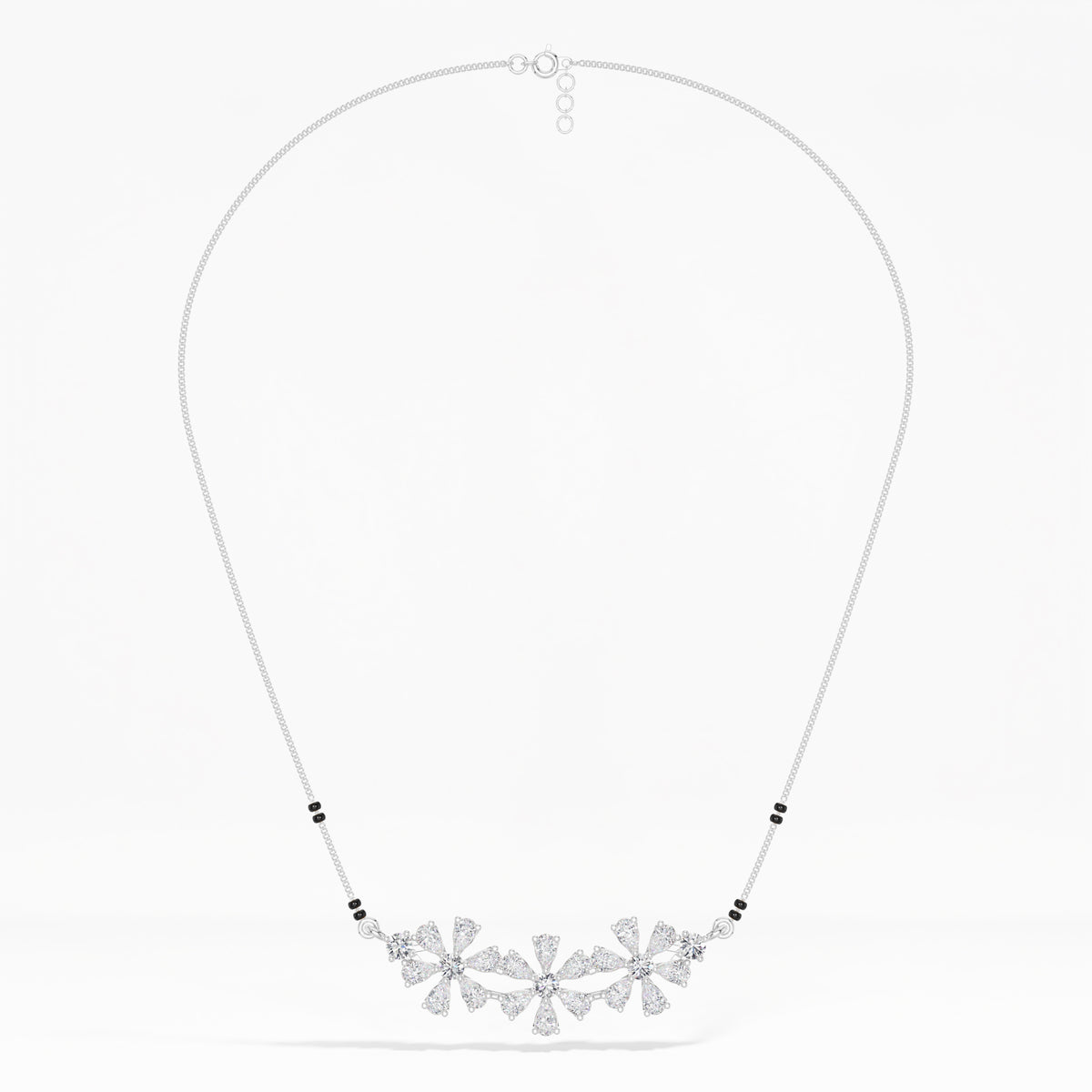 White Gold 2Ct Cluster Pear Lab Grown Diamond Xorlyn Mangalsutra