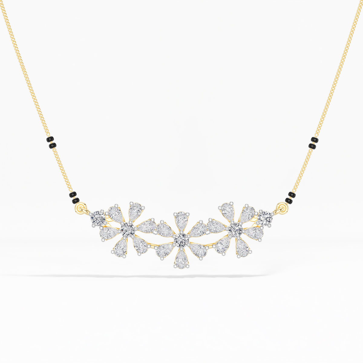Yellow Gold 2Ct Cluster Pear Lab Grown Diamond Xorlyn Mangalsutra