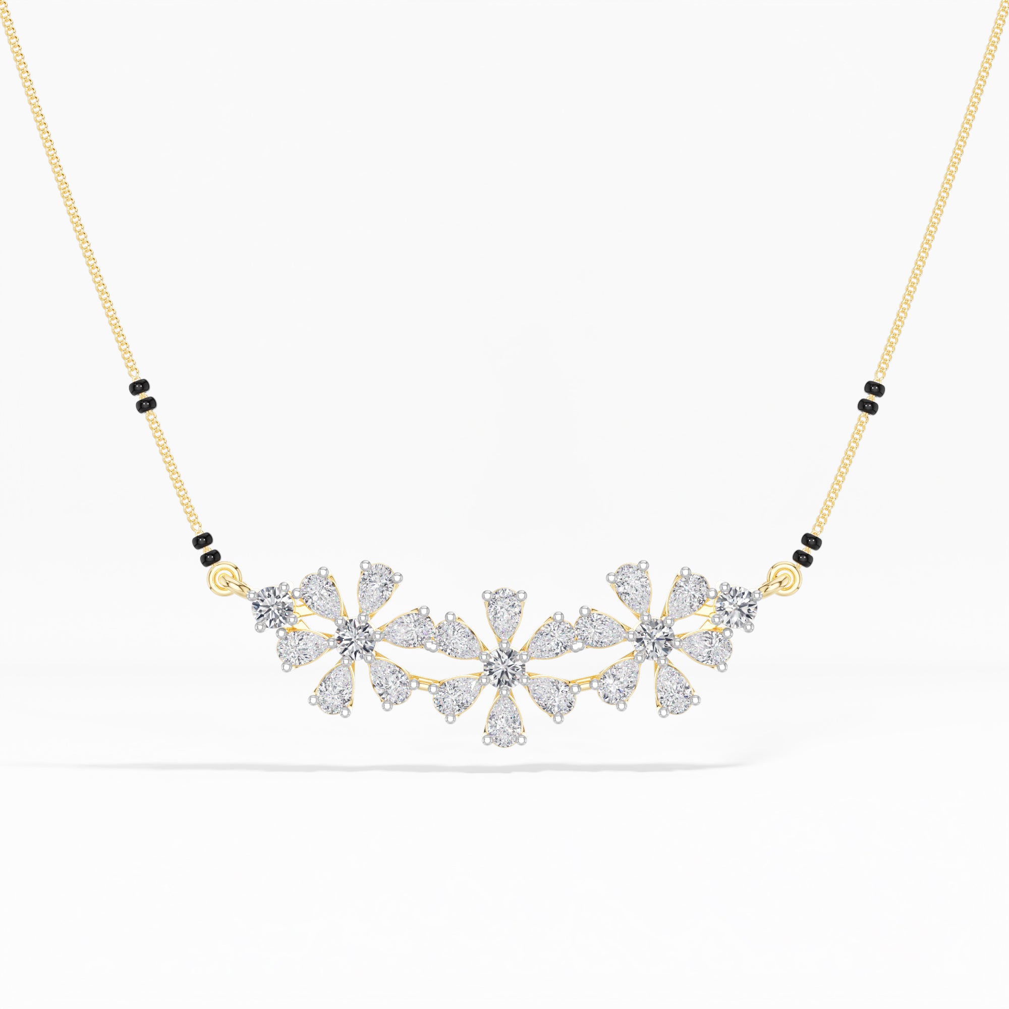 Yellow Gold 2Ct Cluster Pear Lab Grown Diamond Xorlyn Mangalsutra