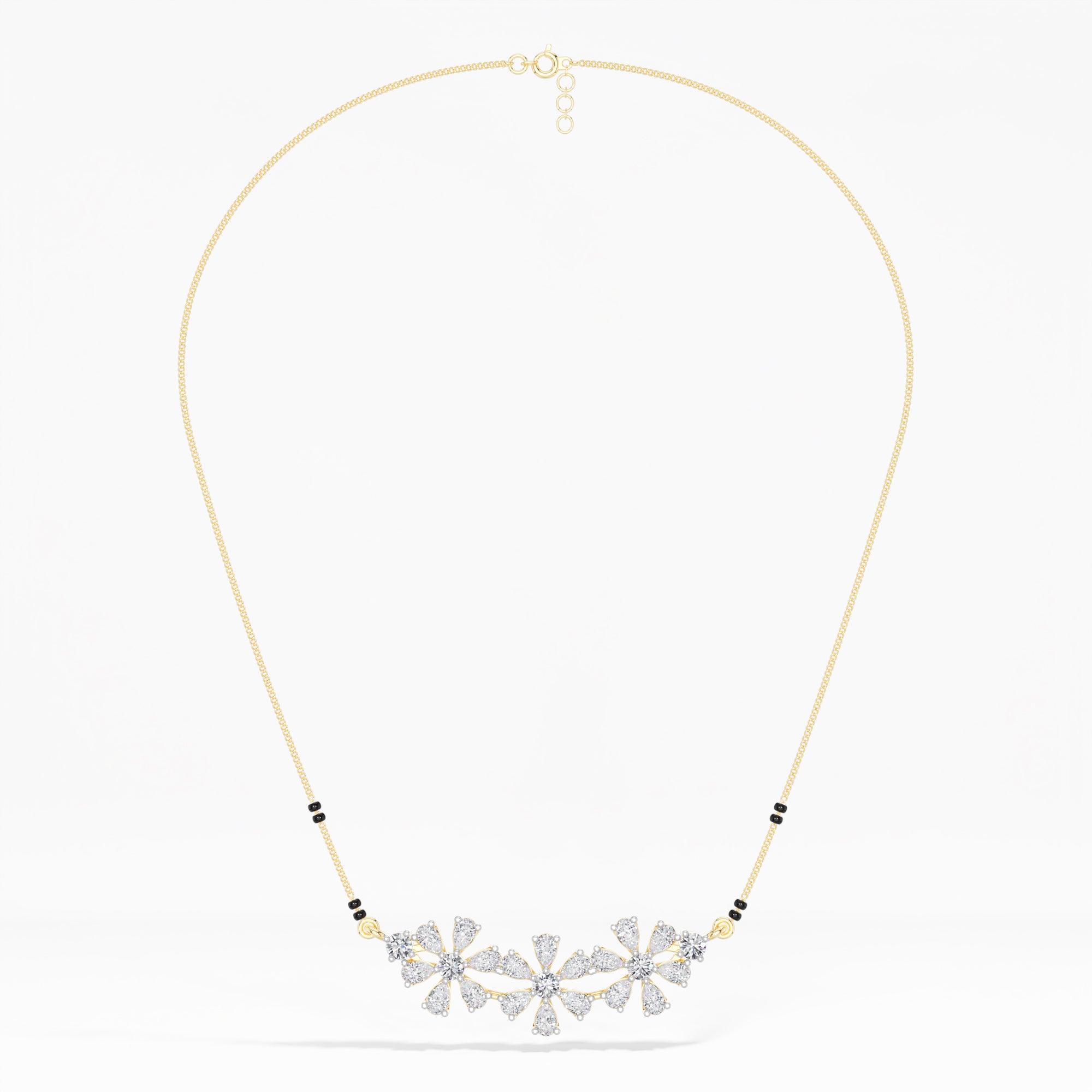 Yellow Gold 2Ct Cluster Pear Lab Grown Diamond Xorlyn Mangalsutra