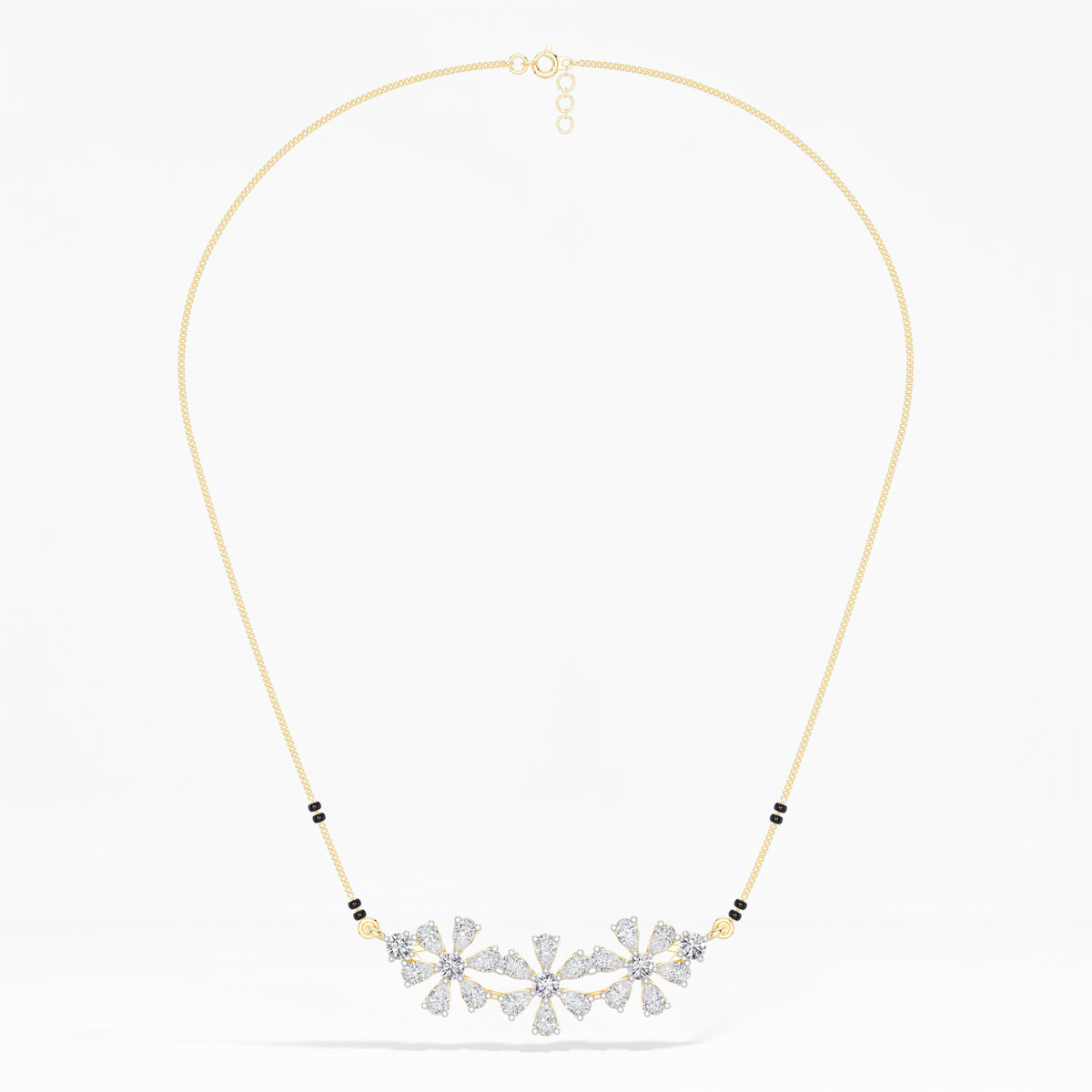 Yellow Gold 2Ct Cluster Pear Lab Grown Diamond Xorlyn Mangalsutra