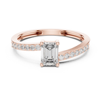 Gold Pave Solitaire Four Prong Emerald Lab Grown Diamond Xerin Ring