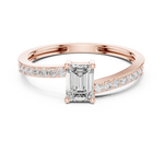 Gold Pave Solitaire Four Prong Emerald Lab Grown Diamond Xerin Ring
