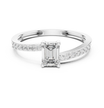 Gold Pave Solitaire Four Prong Emerald Lab Grown Diamond Xerin Ring