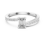 Gold Pave Solitaire Four Prong Emerald Lab Grown Diamond Xerin Ring