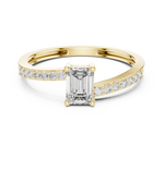 Gold Pave Solitaire Four Prong Emerald Lab Grown Diamond Xerin Ring