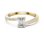 Gold Pave Solitaire Four Prong Emerald Lab Grown Diamond Xerin Ring