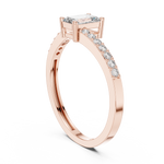 Gold Pave Solitaire Four Prong Emerald Lab Grown Diamond Xerin Ring