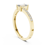 Gold Pave Solitaire Four Prong Emerald Lab Grown Diamond Xerin Ring