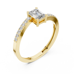 Gold Pave Solitaire Four Prong Emerald Lab Grown Diamond Xerin Ring
