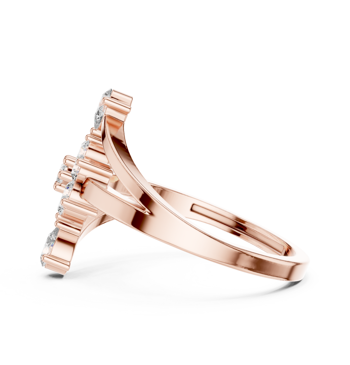 Gold Floral Cluster Drop Round Lab Grown Diamond Ziven Ring