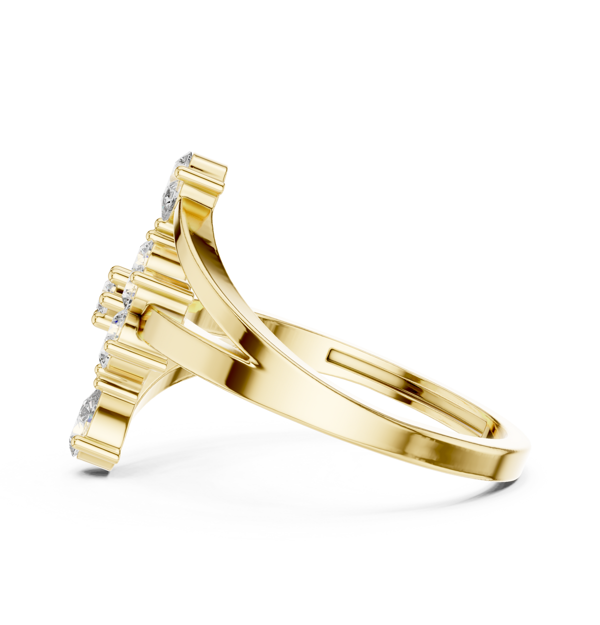 Gold Floral Cluster Drop Round Lab Grown Diamond Ziven Ring